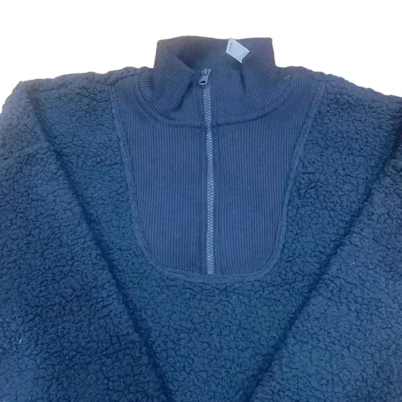 Aerie Dream Sherpa Quarter Zip Sweatshirt Smoked Gray NWT Size Small - Picture 5 of 6